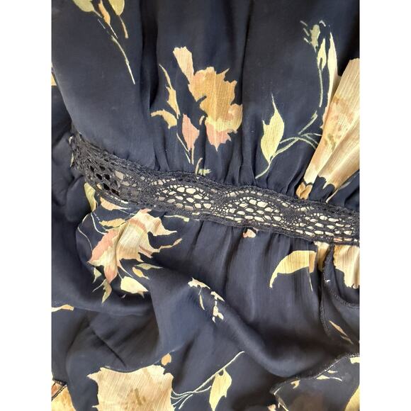 Abercrombie & Fitch Tiered Maxi Dress Womens S Navy Floral Cottagecore Feminine - Picture 5 of 9
